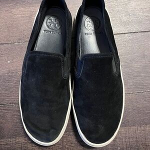 Tory Burch Max Suede Slip On Sneaker Size 7.5 Black